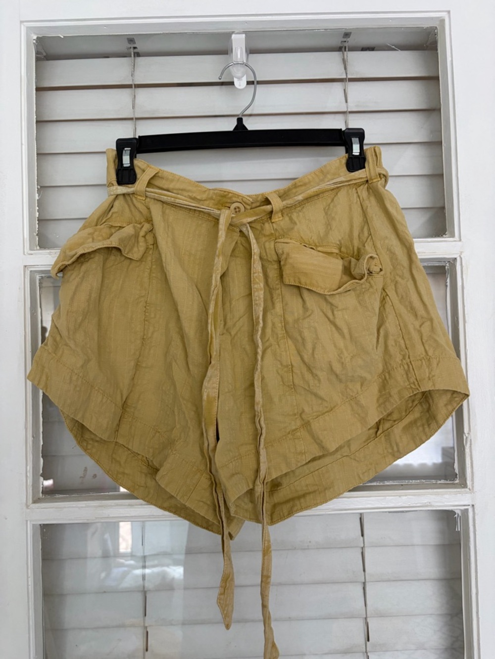 Free People 100% Cotton Tie-Waist Utility Shorts